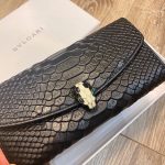 Bulgari Cowhide Wallet Black 19x10