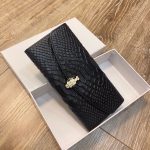 Bulgari Cowhide Wallet Black 19x10