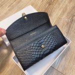 Bulgari Cowhide Wallet Black 19x10